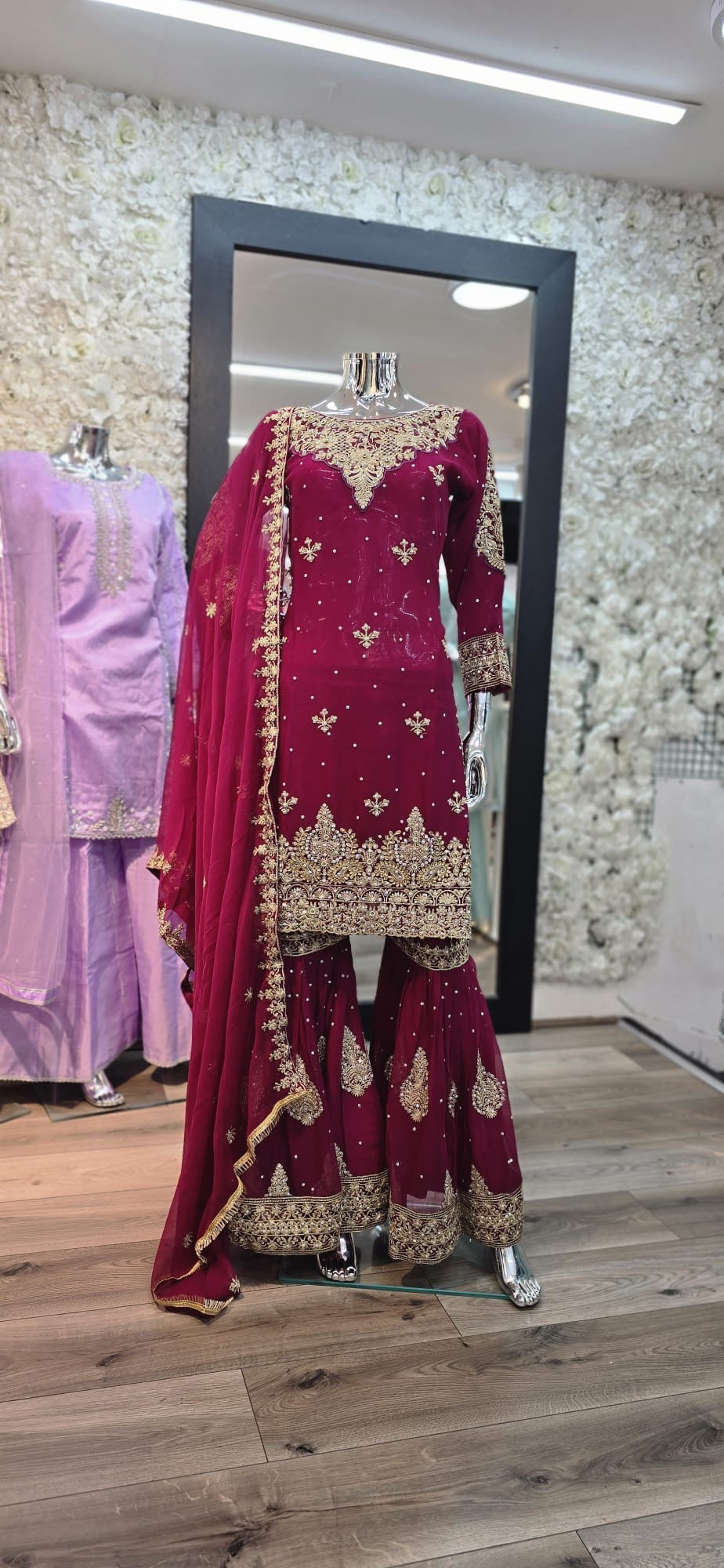 Brit Mother and Daughter 3 piece Chiffon_100293 magenta B100
