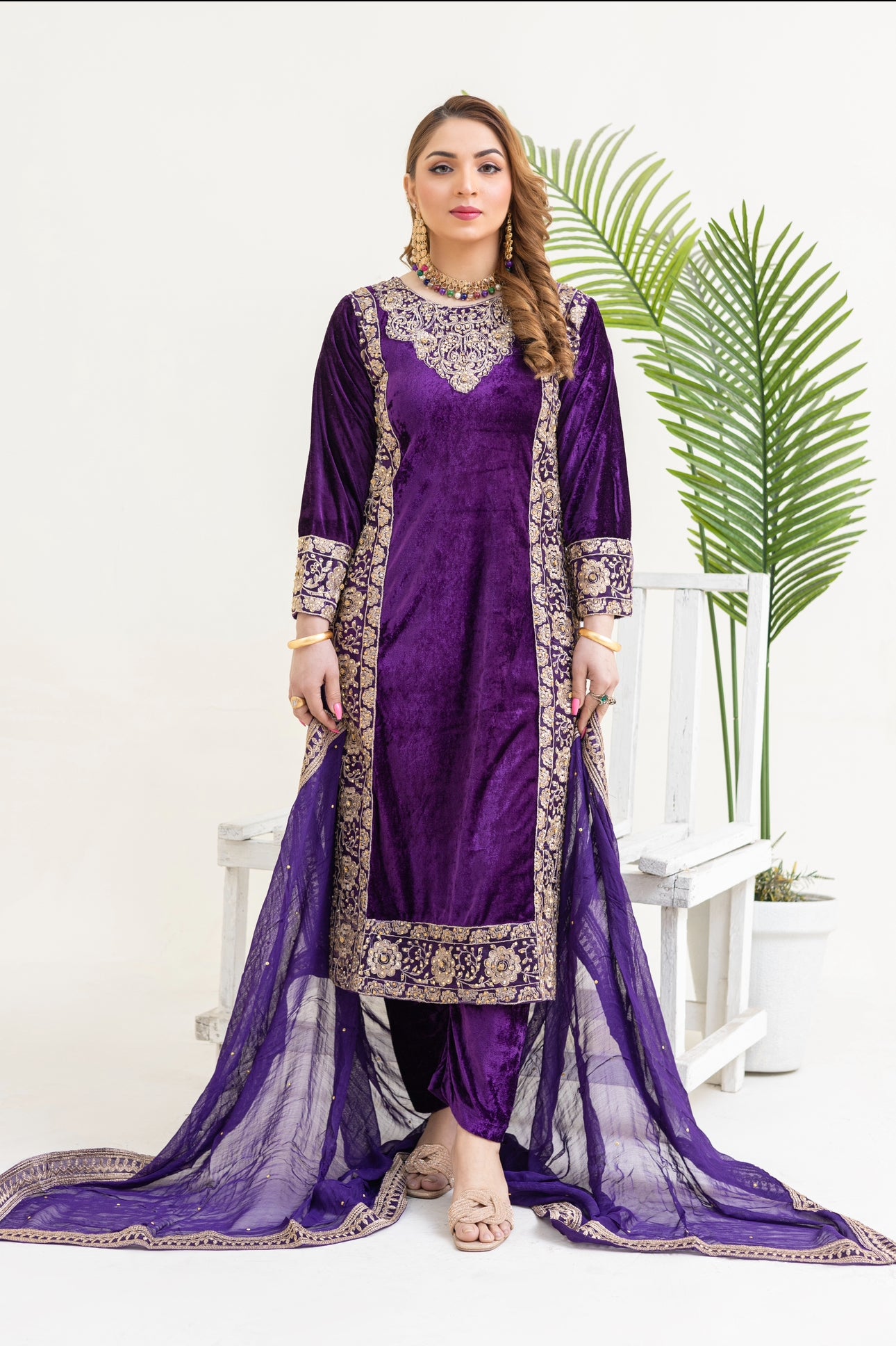 Brit 3 piece velvet wear_3013 purple B10
