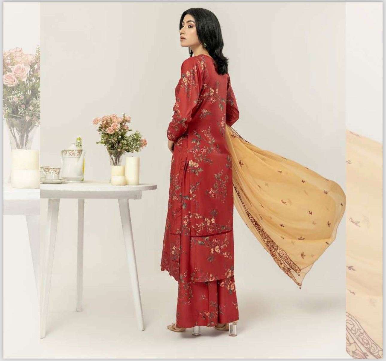 M B inspired 3 piece linen _8038 Pakistani ladies suit b64