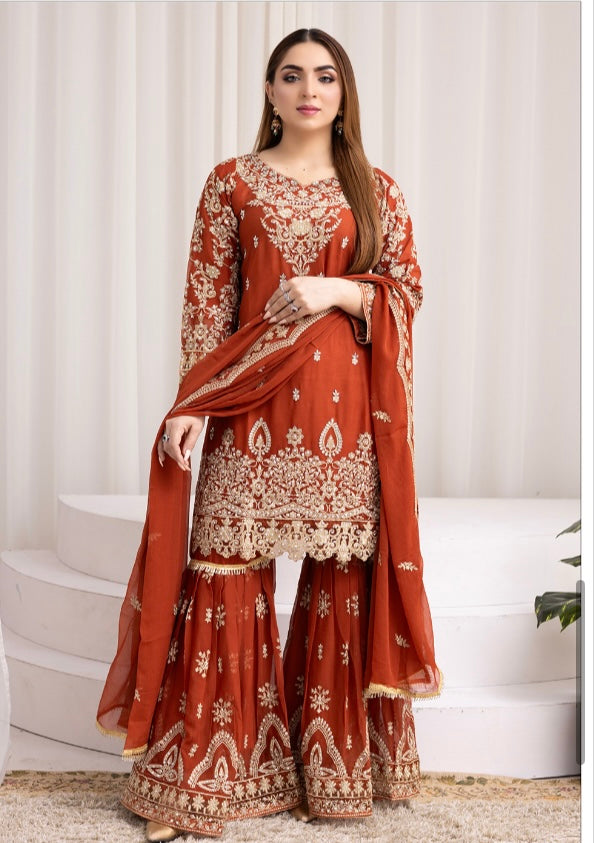 Brit 3 piece luxury chiffon_81042 Pakistani ladies suit B193