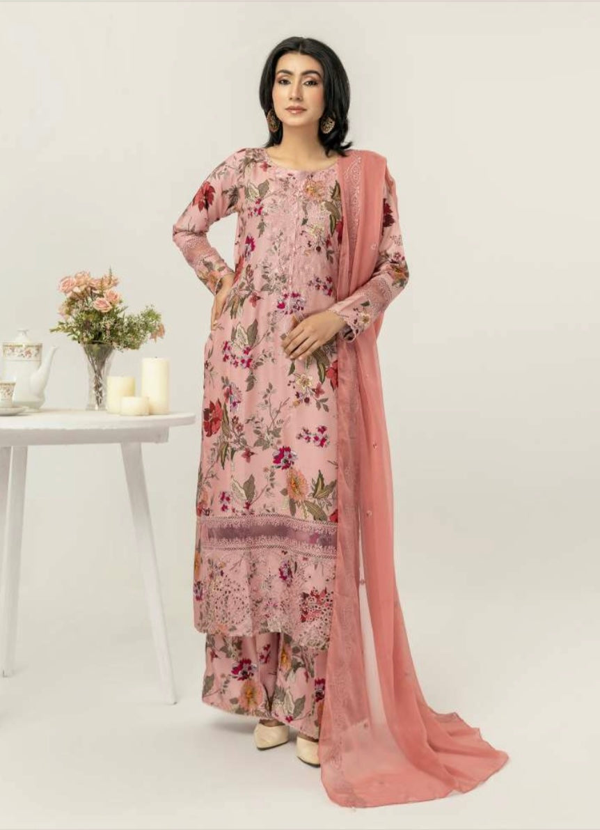 M B inspired 3 piece linen _8036 Pakistani ladies suit b64
