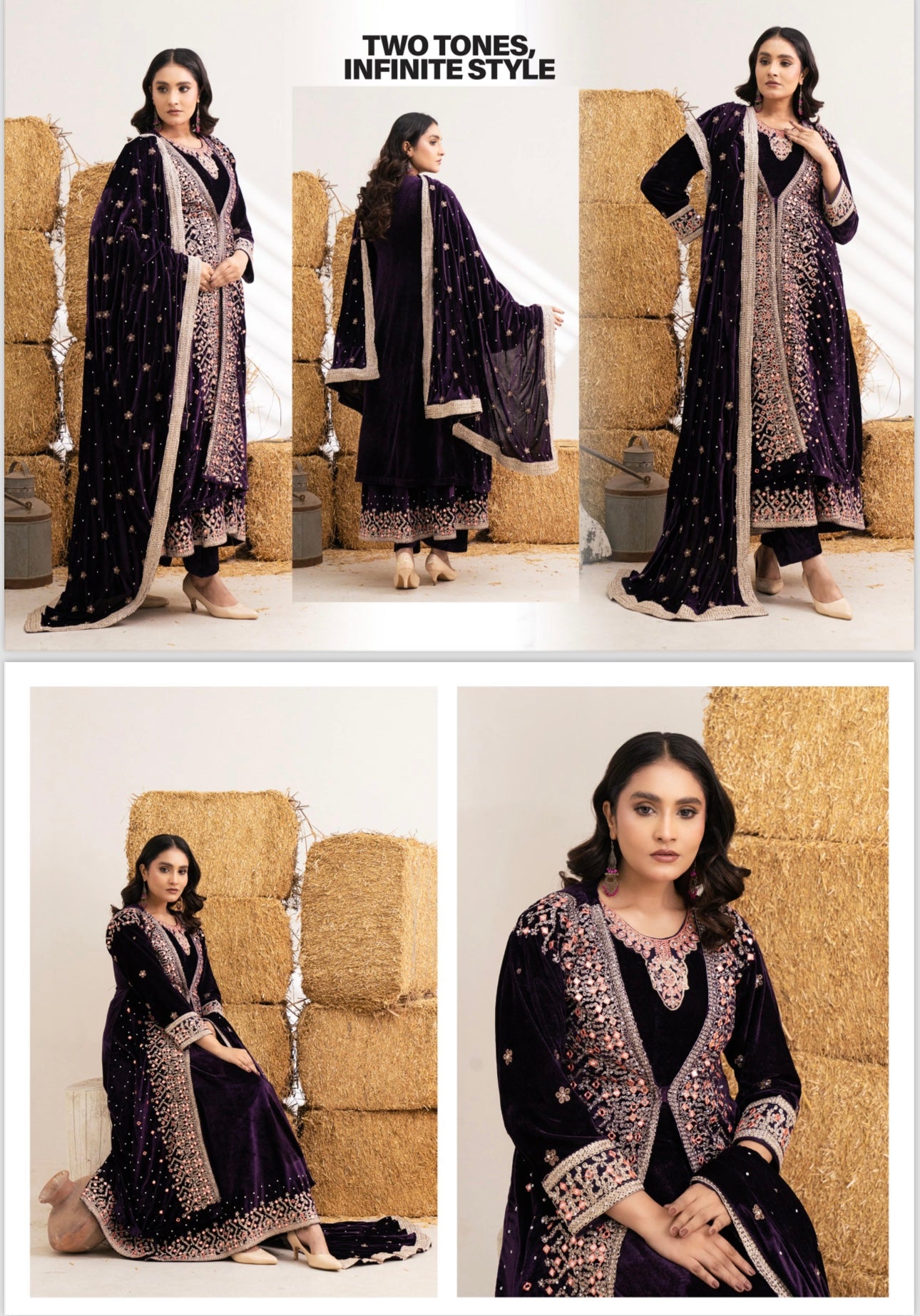 Brit 3 piece luxury Designer Valvet winter Pakistani ladies suit B323