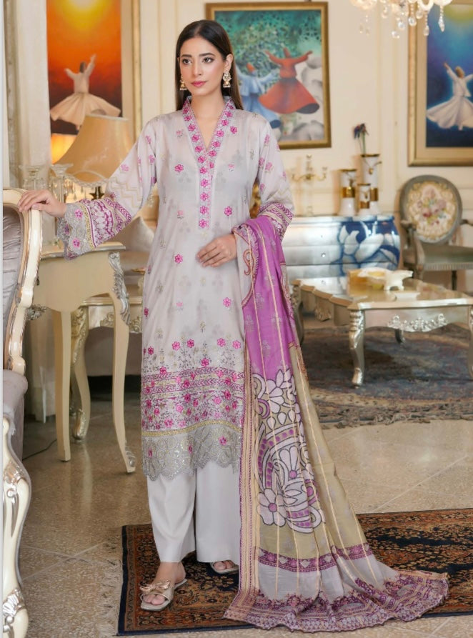 Munira linen 3 piece_1992 Pakistani ladies suit B63