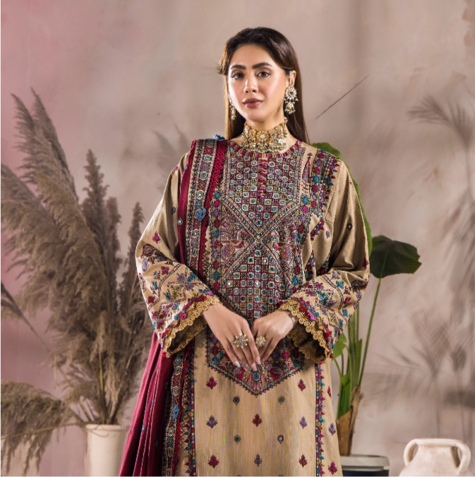 Esha ayesha original 3 piece stitched_7038 Pakistani winter dress