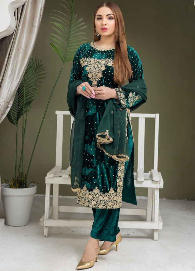 Brit Valvet 3 piece _3023 Green ladies and kids B5
