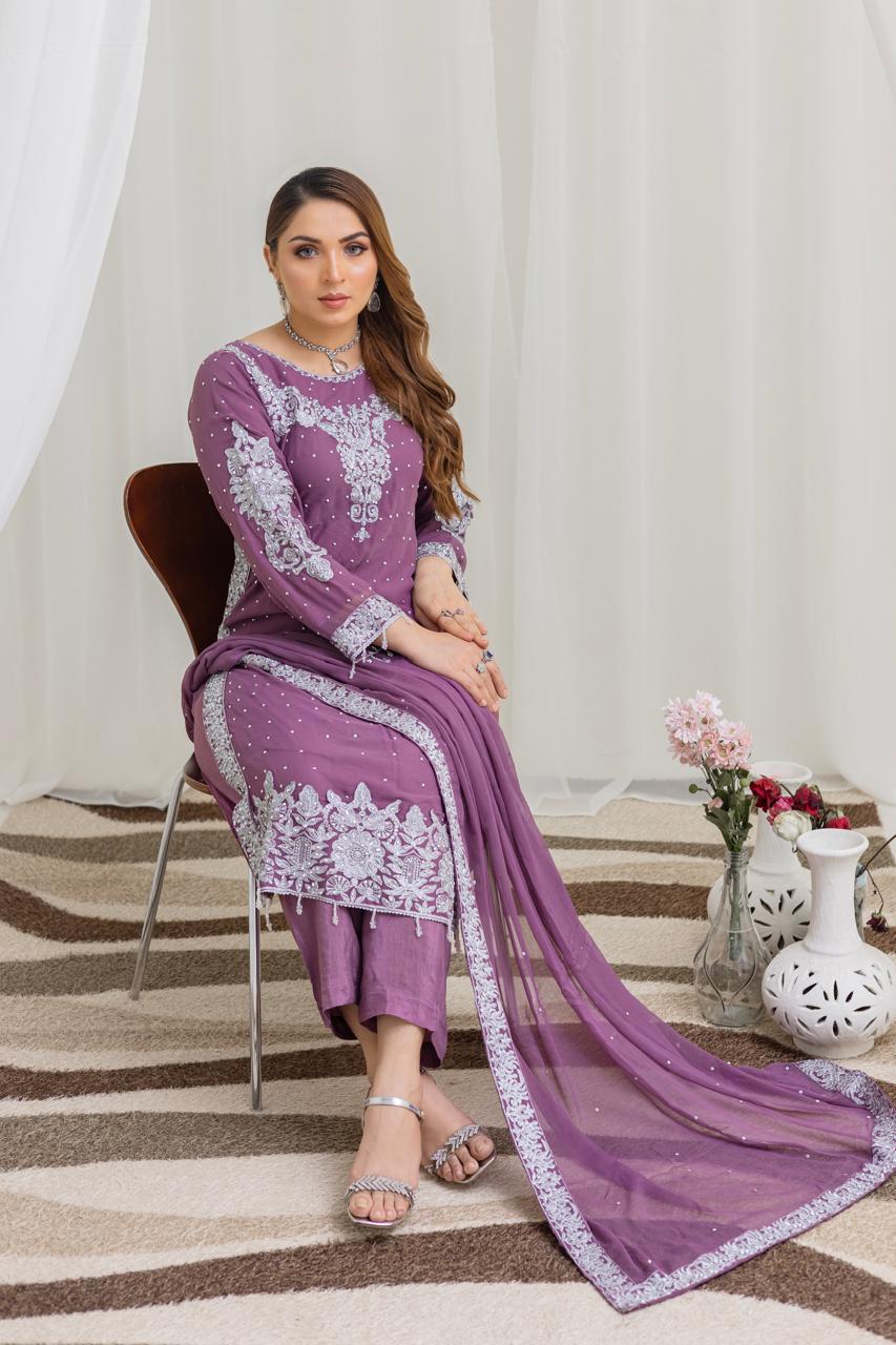 Brit Mother and Daughter 3 piece Chiffon_1005 pink B92