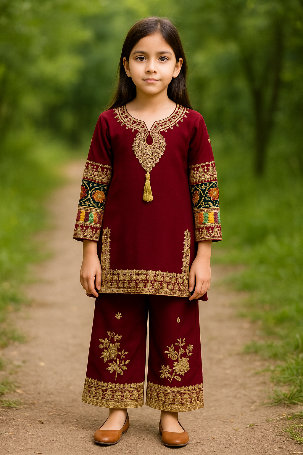 Kids 3 piece chiffon _81042 Pakistani ladies suit B189
