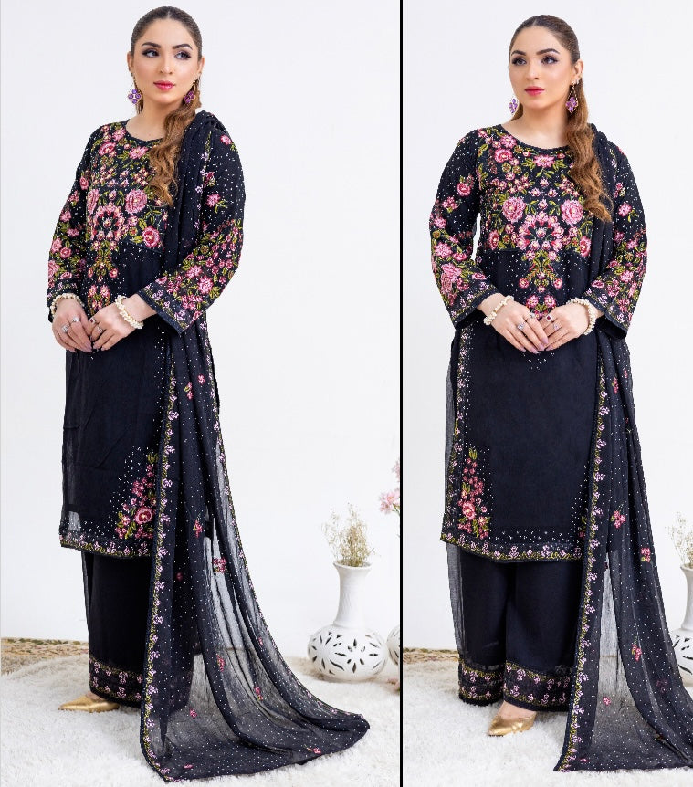 Brit 3 piece chiffon mother and daughter _8087 black ladies suit B75.