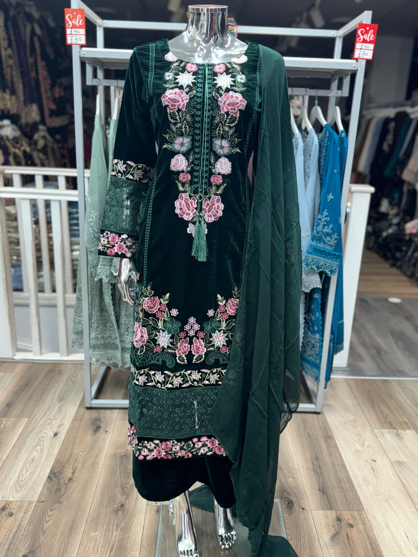 Brit 3 piece luxury VALVET Pakistani ladies Winter collection suit B402