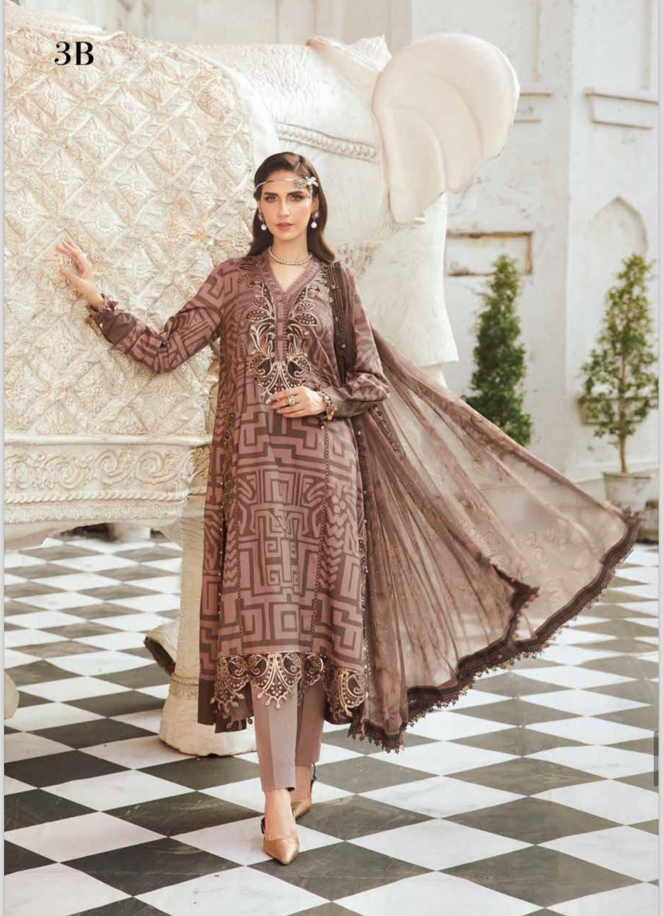 M print original Designer 3 piece winter collection Pakistani ladies suit B328