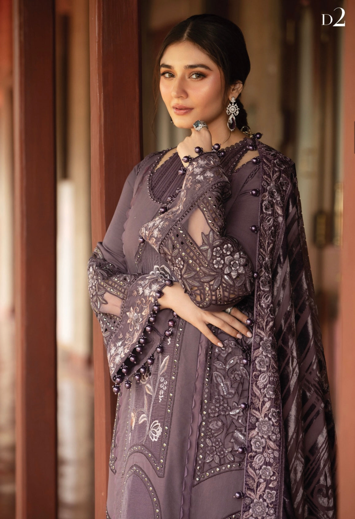 M B original 3 piece stitched_4052 Pakistani winter dress