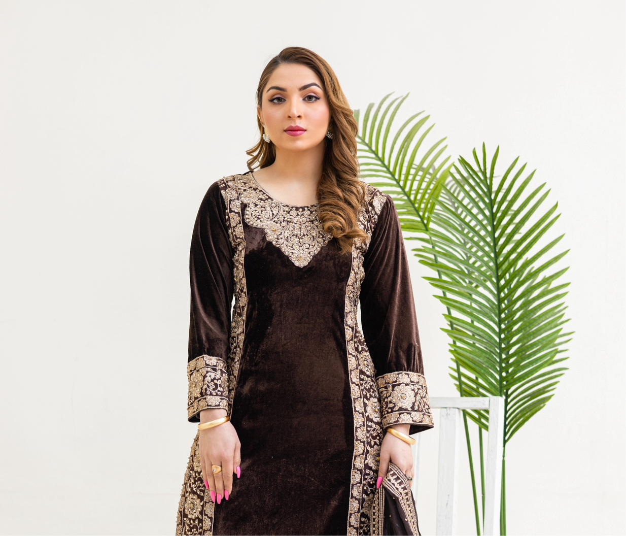Brit 3 piece velvet wear_3011 brown B10
