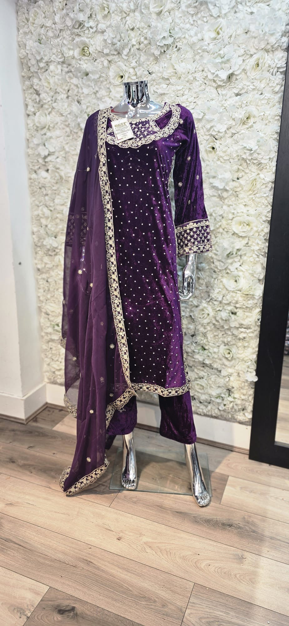 Brit 3 piece velvet_7018 ladies suit purple B3