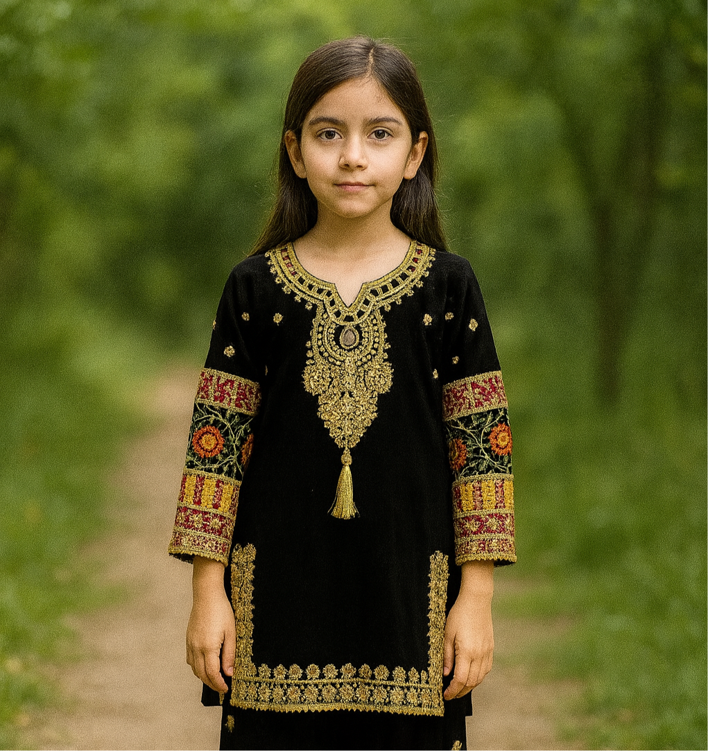 Kids 3 piece chiffon _81042 Pakistani ladies suit B189