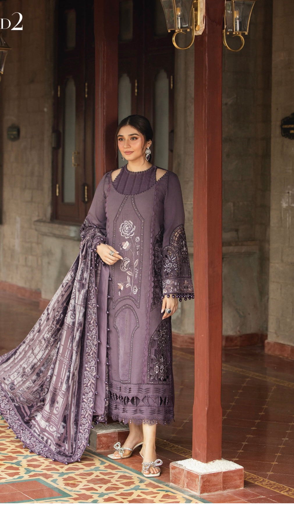M B original 3 piece stitched_4052 Pakistani winter dress