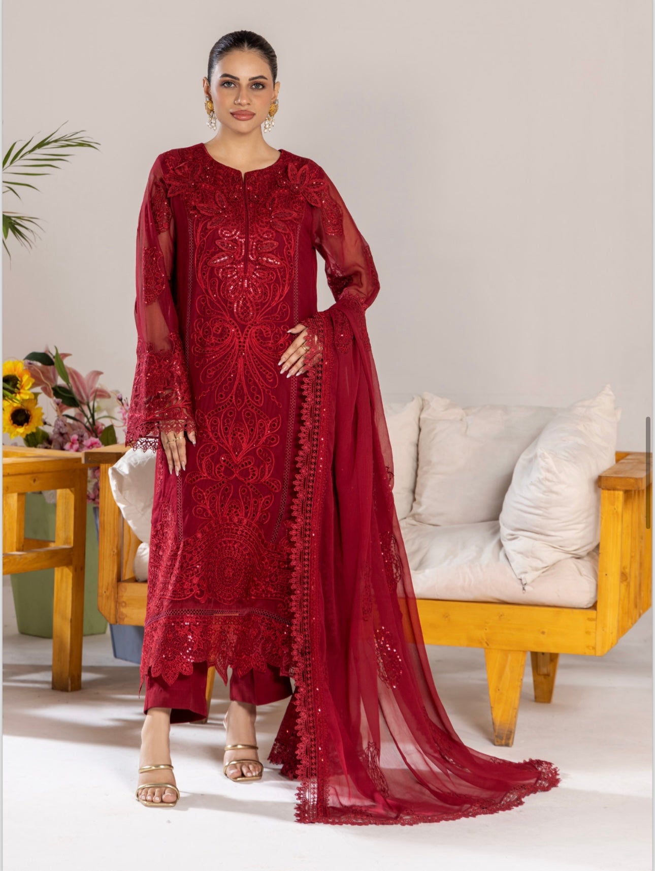 Brit 3 piece luxury chiffon part wear_321 B215
