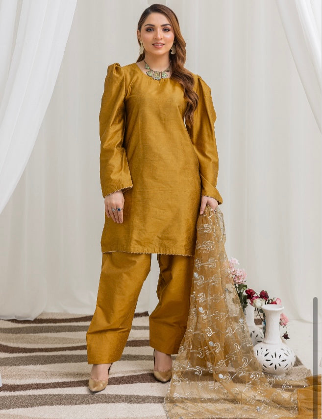 FARSHI SHALWAR 3 piece Raw silk_10084 Pakistani suits for ladies B114