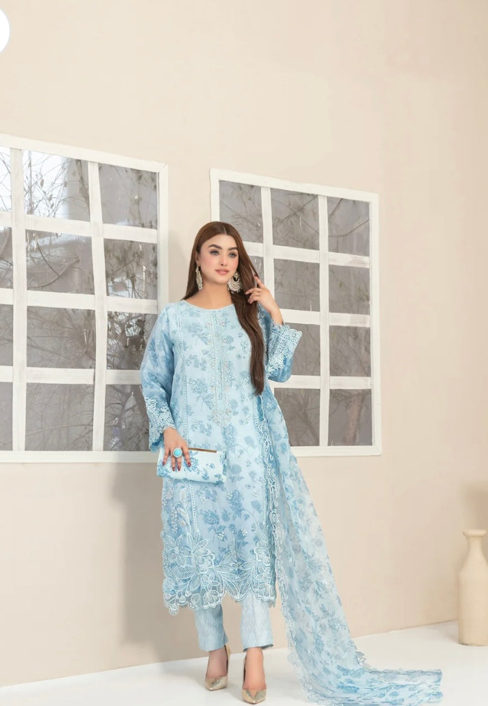 Brit Tawakal 3 piece organza_6075 Pakistani suits B36