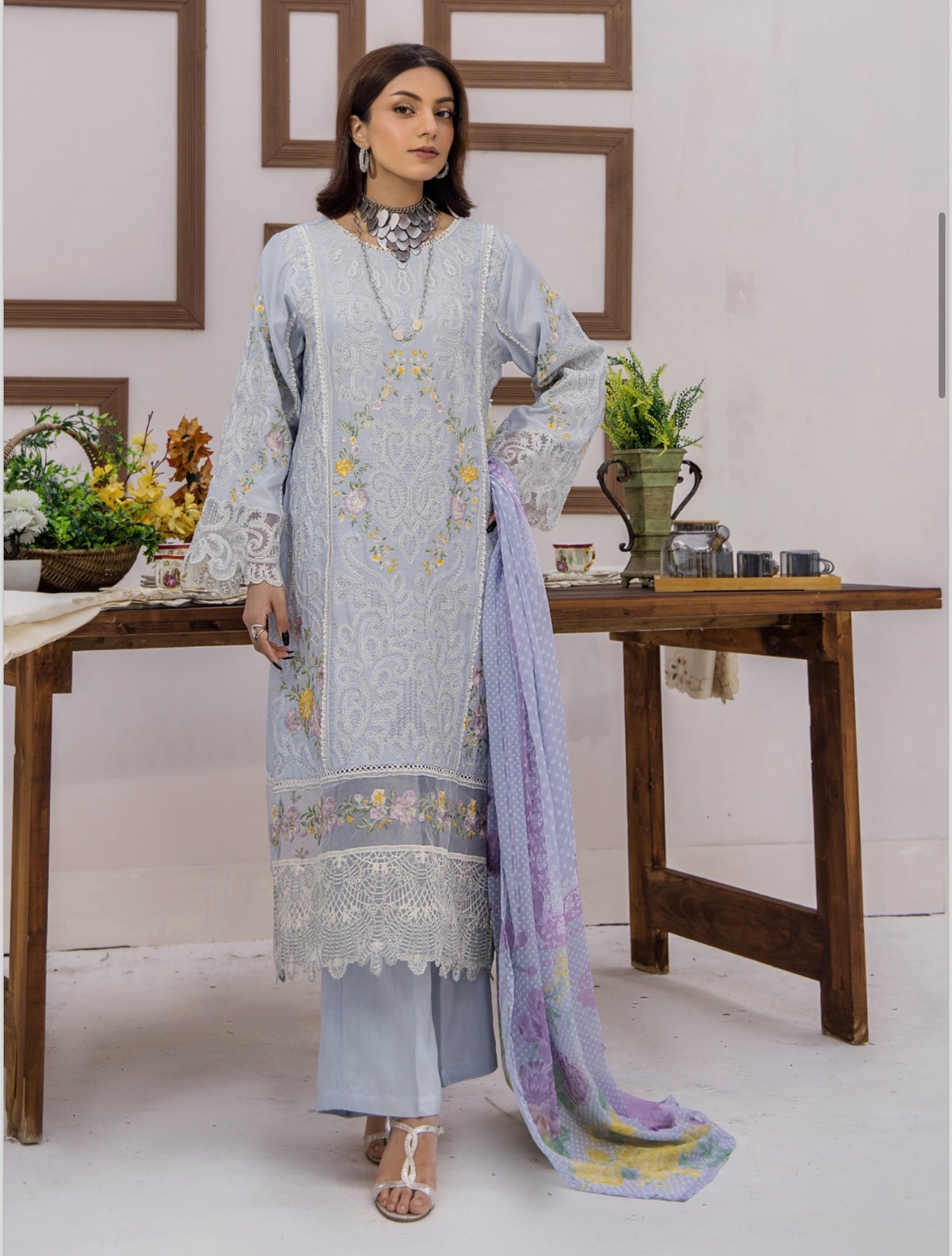 M B inspired 3 piece Viscose_100231 Pakistani ladies suit B141