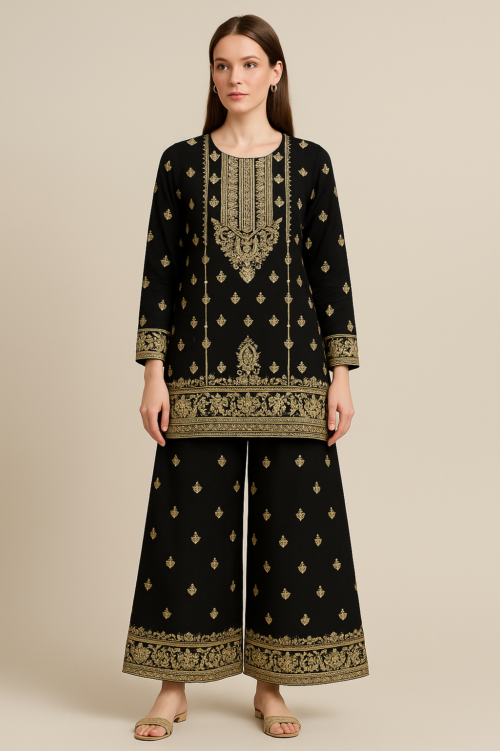 Brit 3 piece chiffon_81042 Pakistani ladies suit black B277