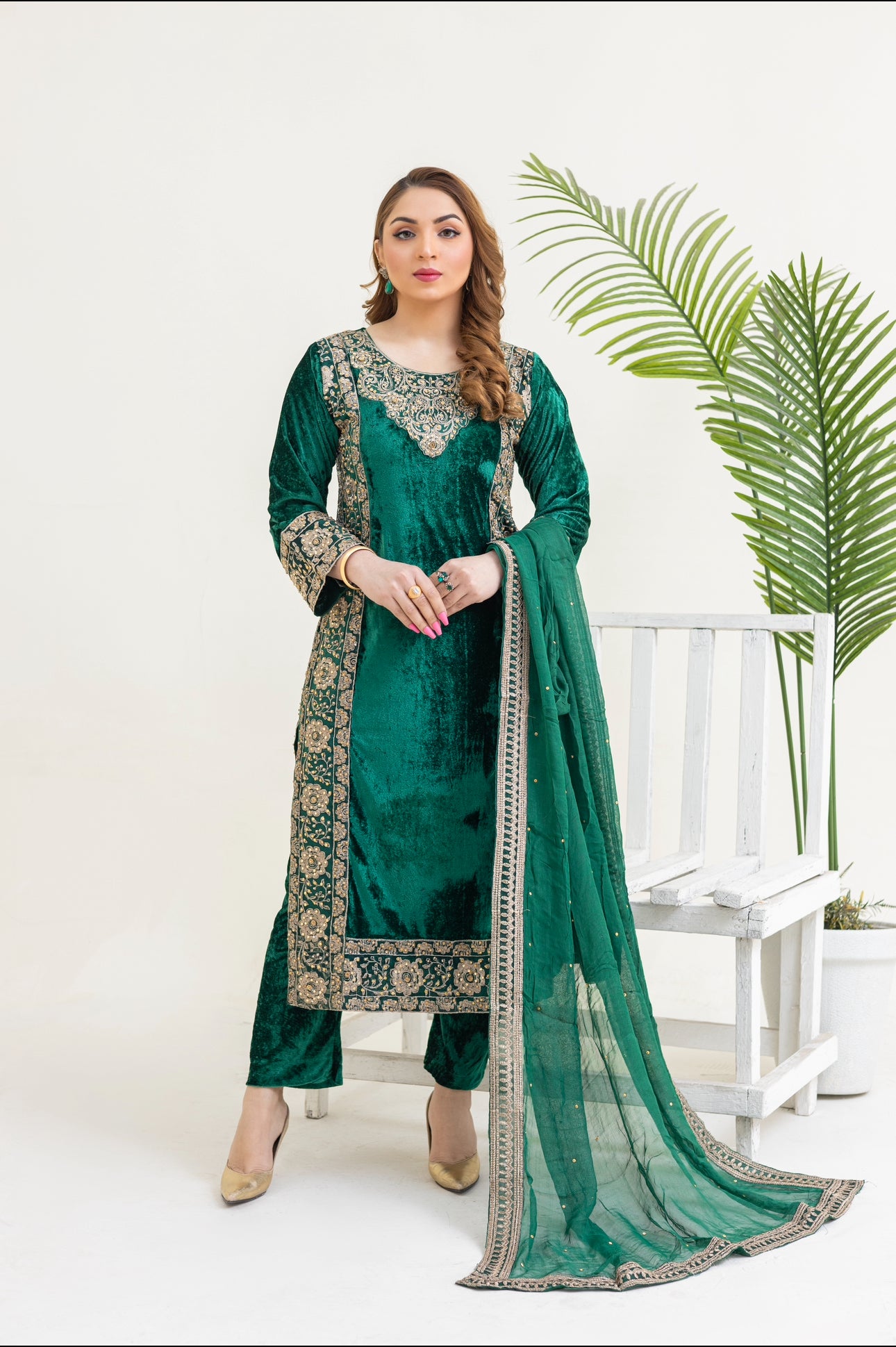 Brit 3 piece velvet wear_3014 Green B10