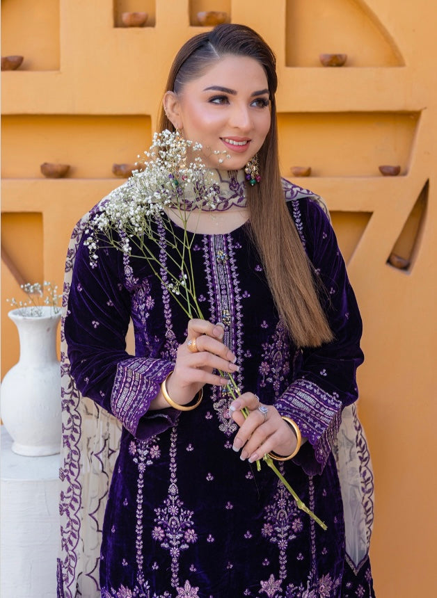 Brit Valvet 3 piece_6076 Pakistani ladies suit Purple B37