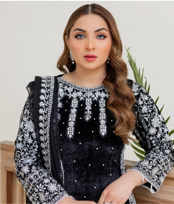 Brit 3 piece velvet_6040 ladies and kids Pakistani suit Black B13