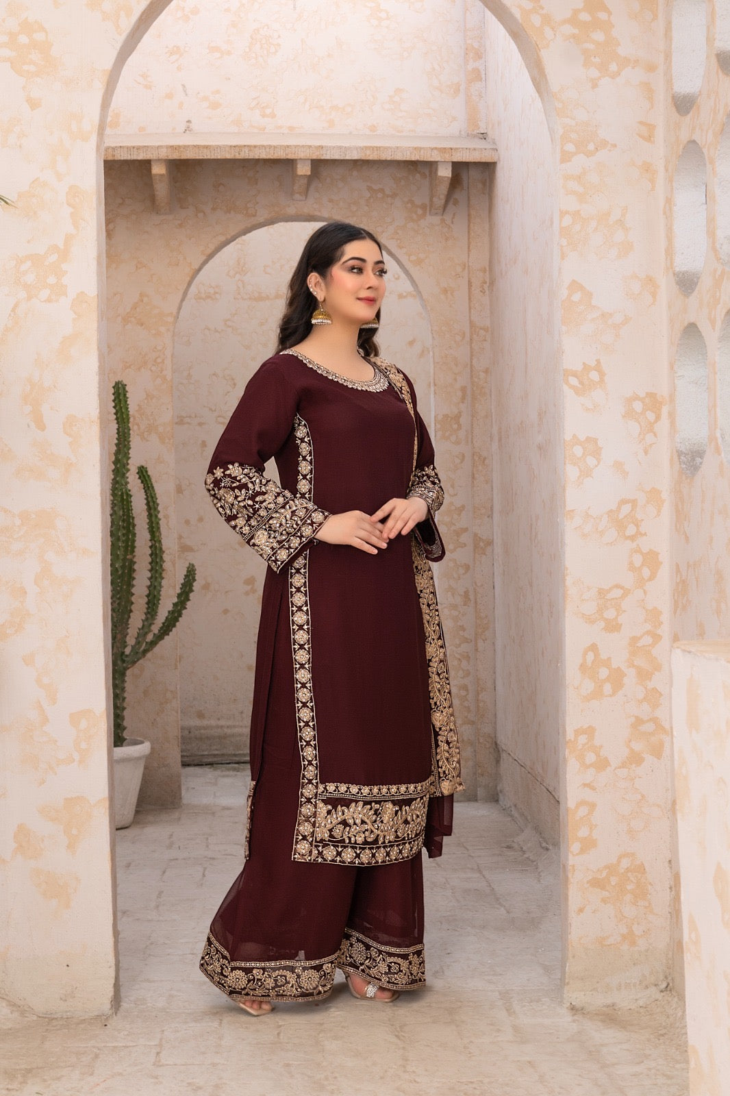 BRIT 3 piece lux CHIFFON_100311 Pakistani ladies suit B159