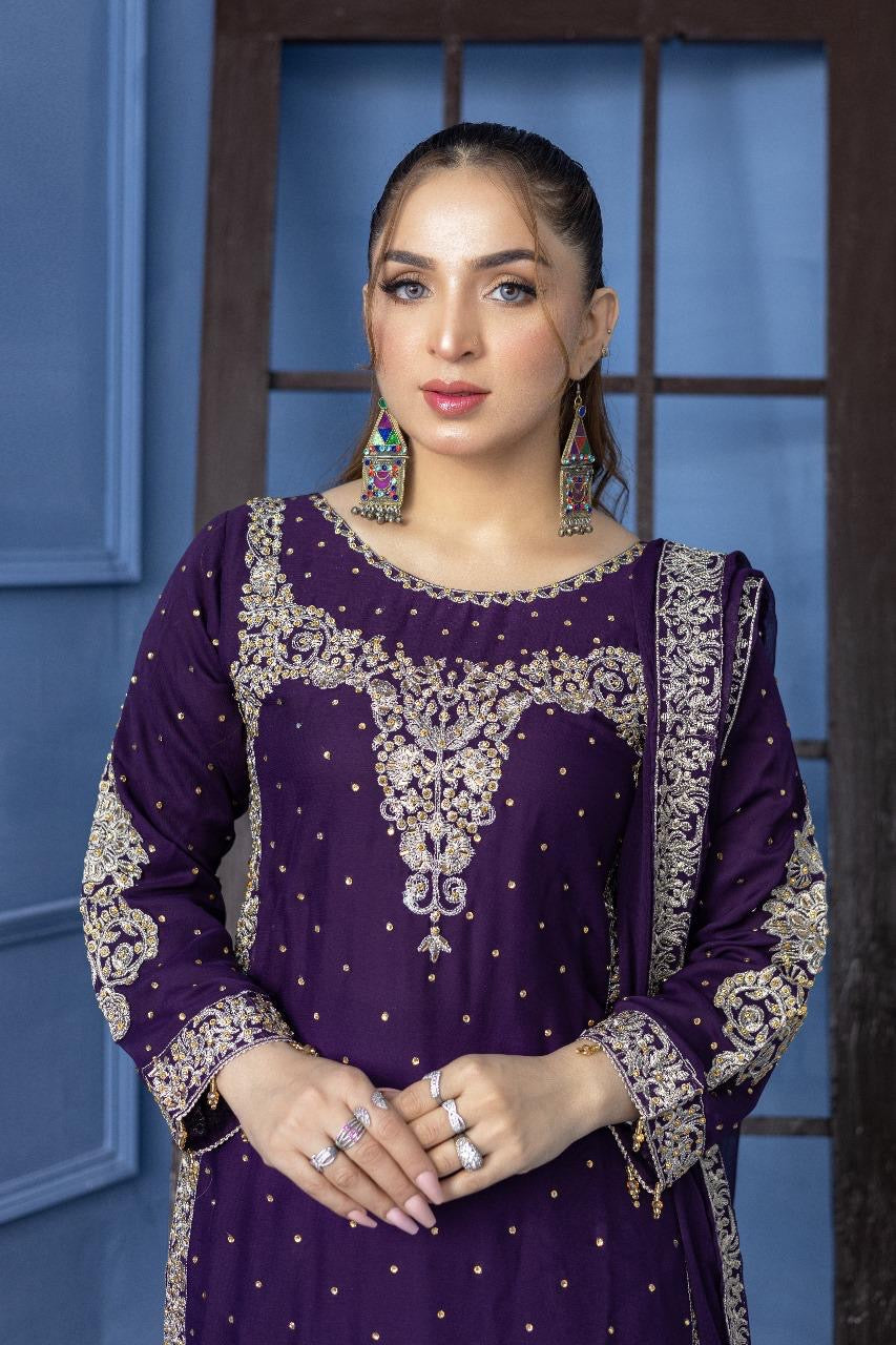 Brit Mother and Daughter 3 piece Chiffon_1000286 purple B92