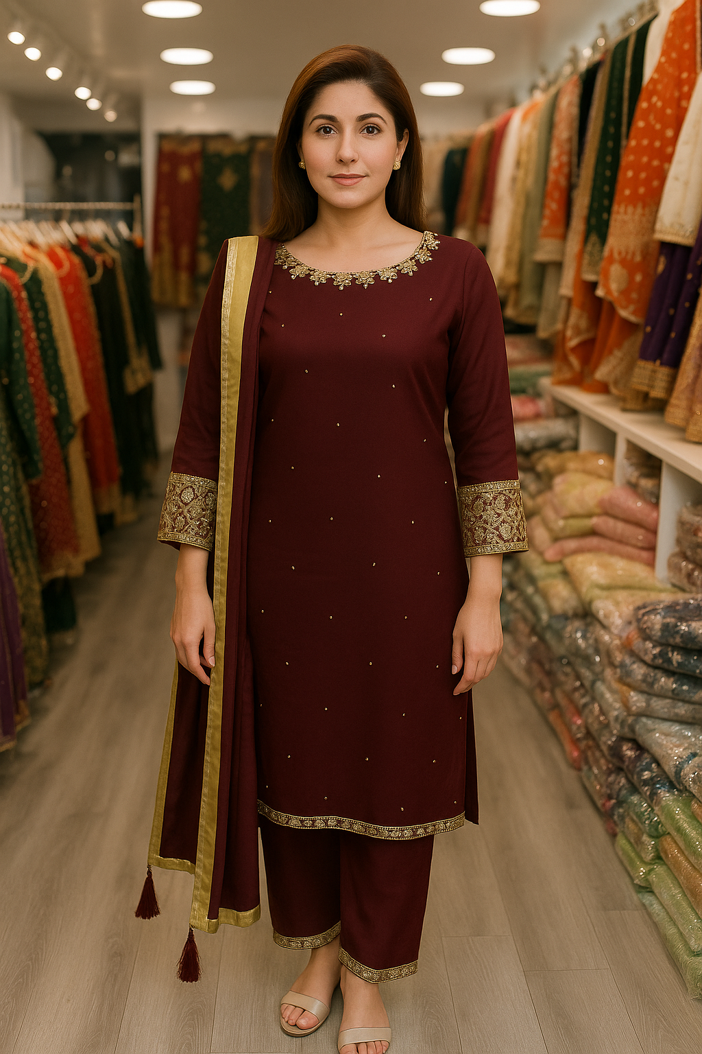 BRIT 3 piece lux CHIFFON_100311 Pakistani ladies suit B209