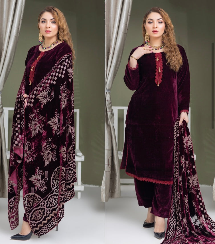 Brit Valvet 3 piece_3091 with plachi shawl B24
