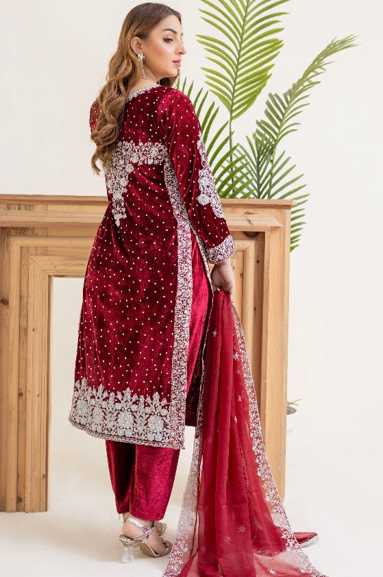 Brit Valvet 3 piece _6030 Mehroon with silver B5