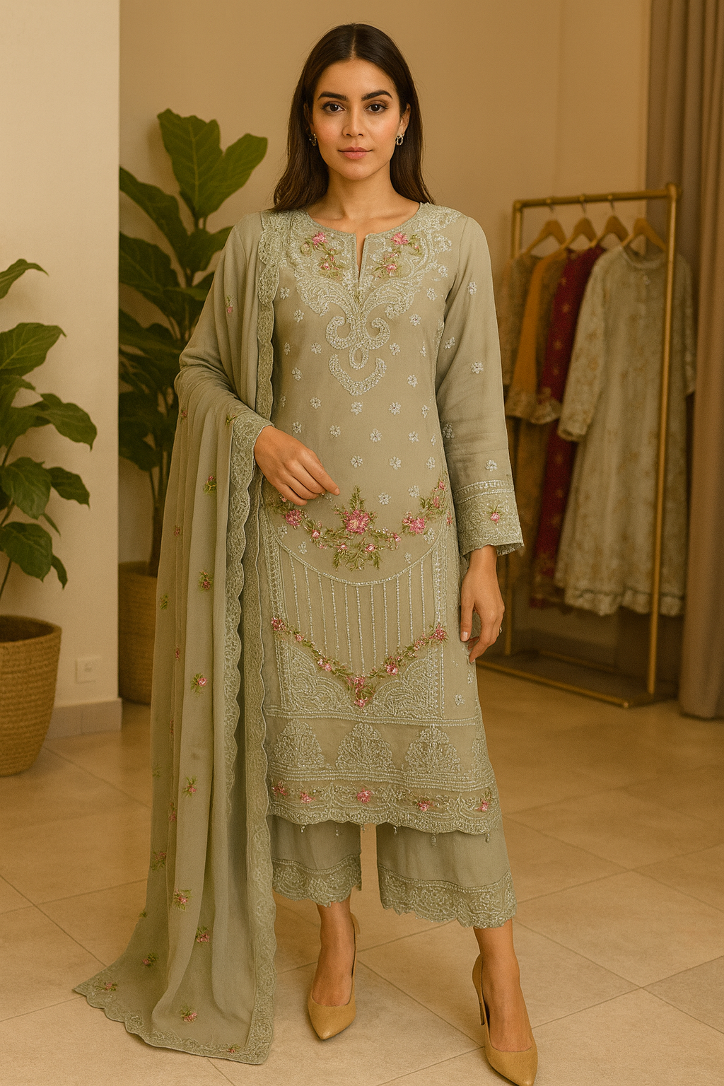 Brit 3 piece luxury chiffon_81042 Pakistani ladies suit B238