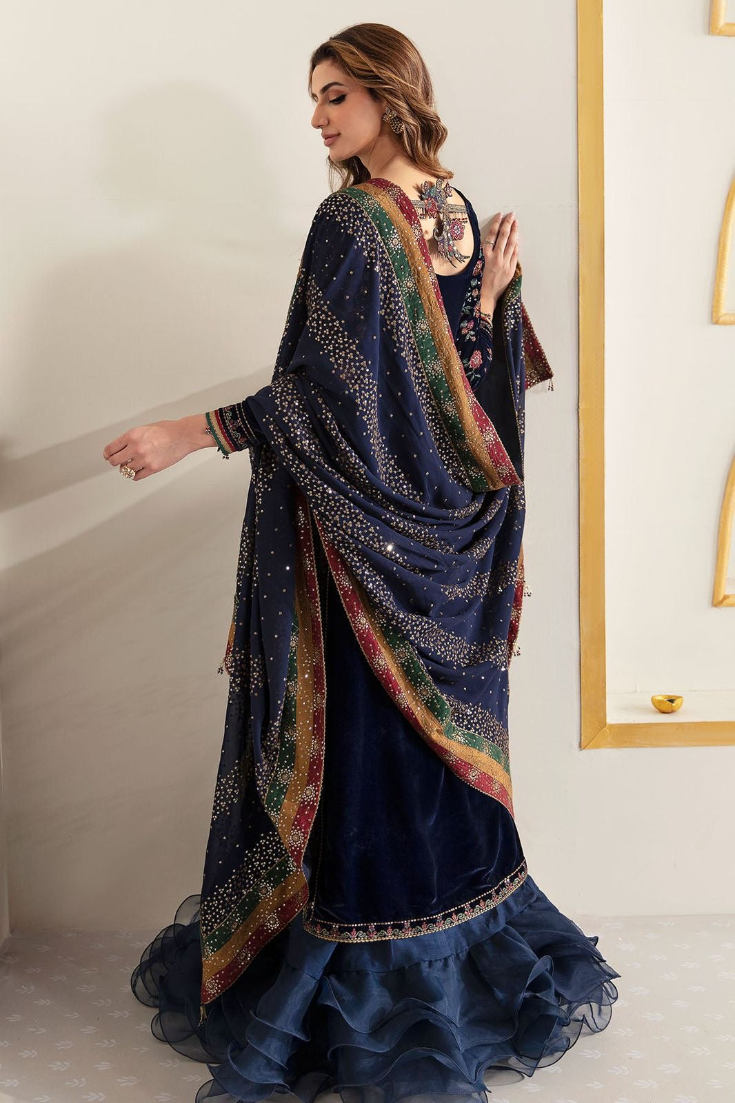 Brit 3 piece velvet _4091 Pakistani ladies suits Navy P2