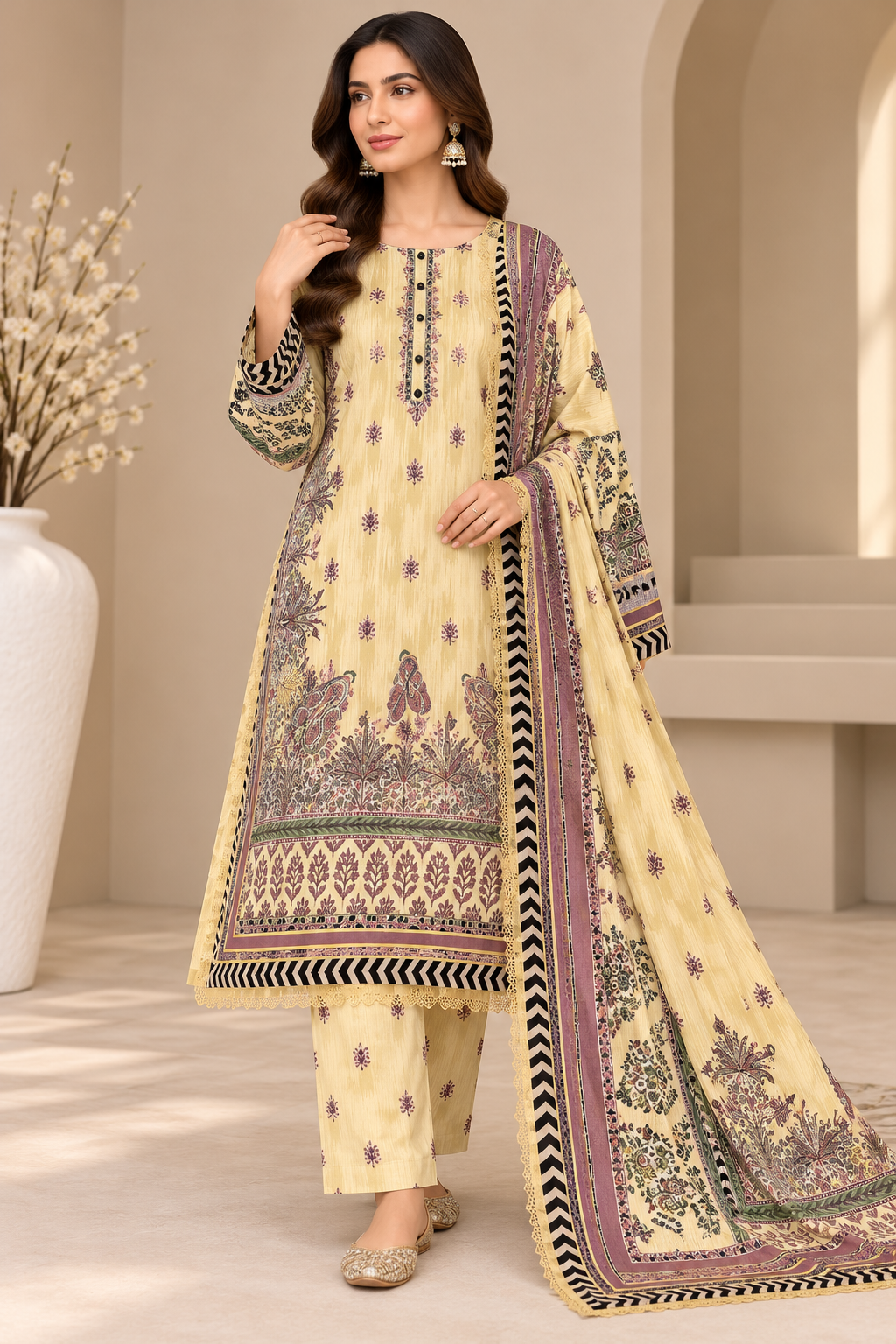 BRIT- GL 3 piece winter cotton designer collection B834