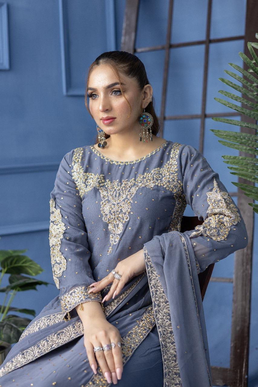 Brit Mother and Daughter 3 piece Chiffon_1000287 grey B92