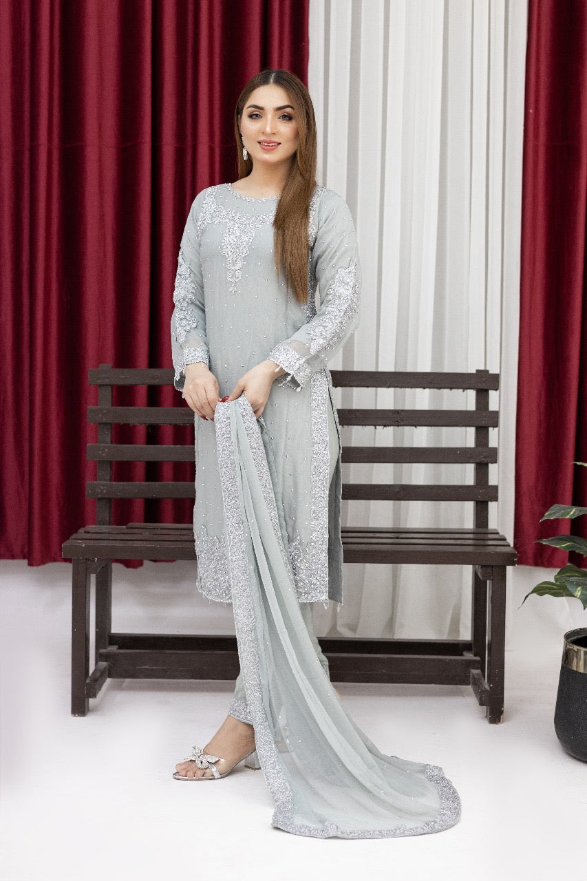 Brit Mother and Daughter 3 piece Chiffon_81038 Spanish Gray B92