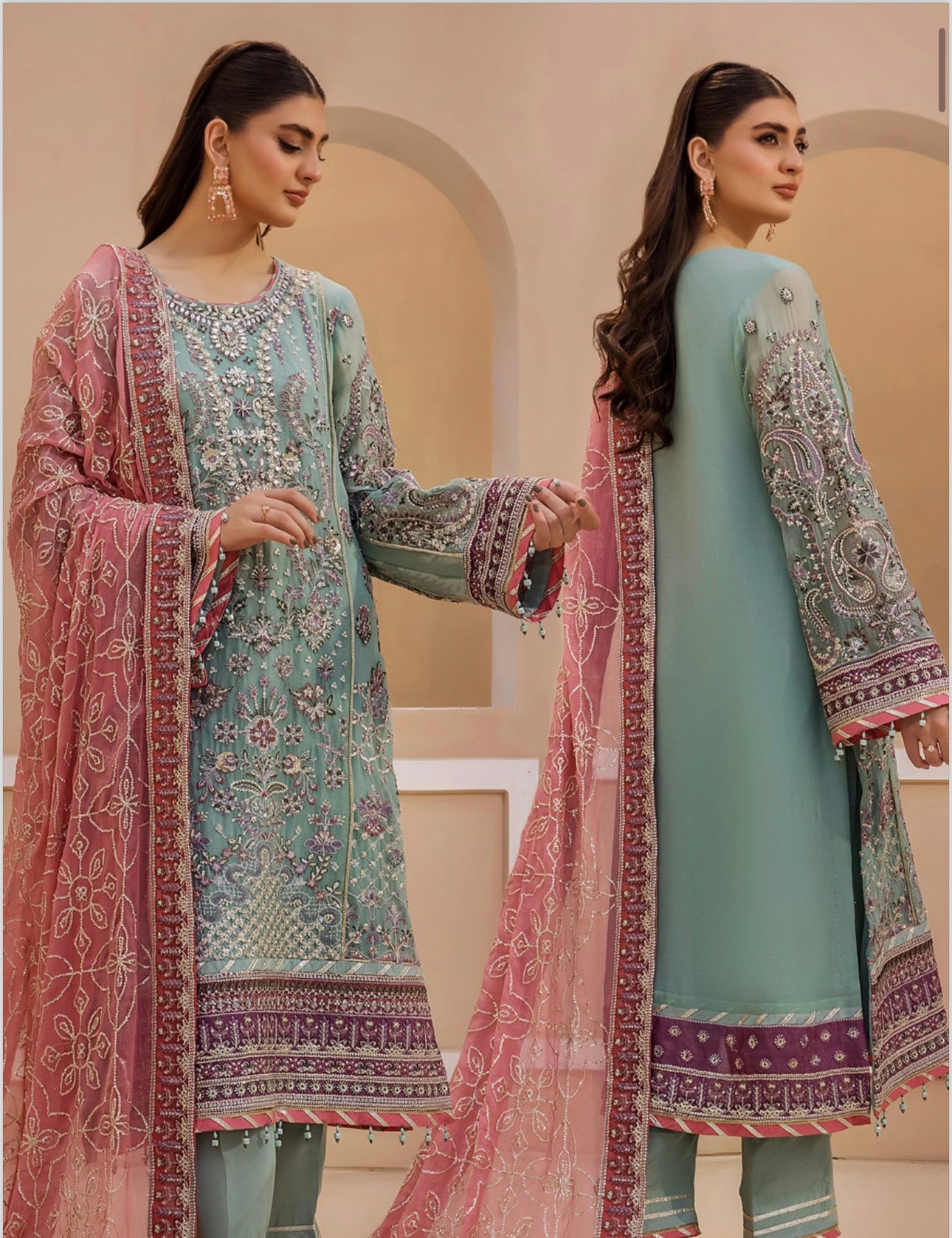 Baruque chentelle 3 piece luxury chiffon_81042 Pakistani ladies suit B225