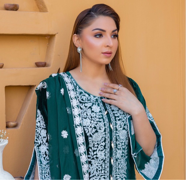 Brit 3 piece velvet_6088 ladies suit Teal B39