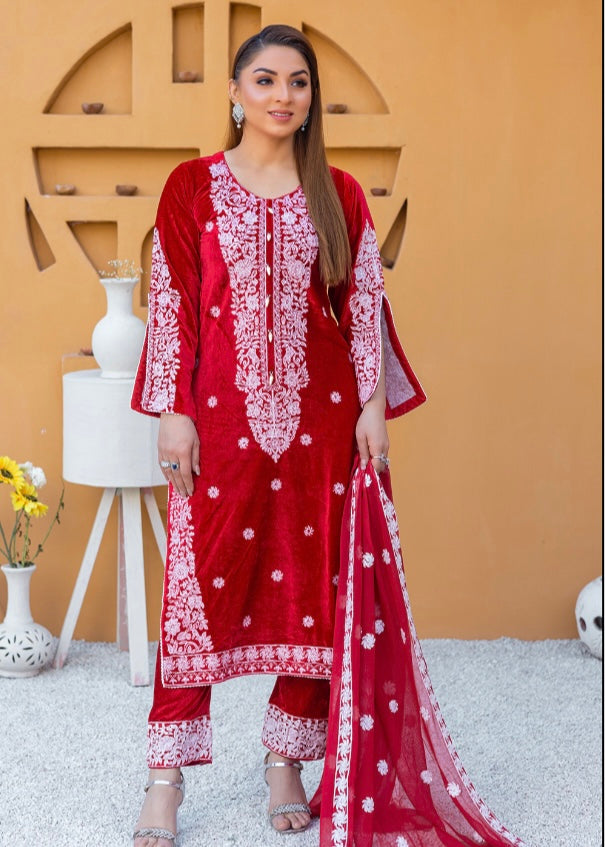 Brit 3 piece velvet_6088 ladies suit Wine B39