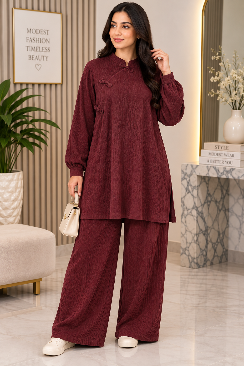 BRIT 2 piece CRINCLE modest wear collection dress B784