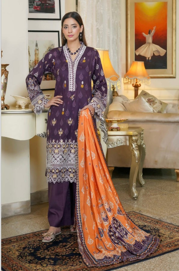 Munira linen 3 piece_1990 Pakistani ladies suit B63