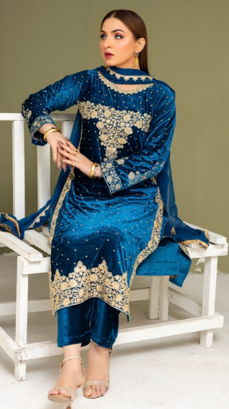 Brit Valvet 3 piece _3021 Teal B5