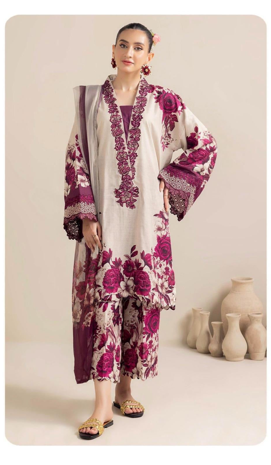 M Print inspired 3 piece luxury lawn_81042 Pakistani ladies suit B199