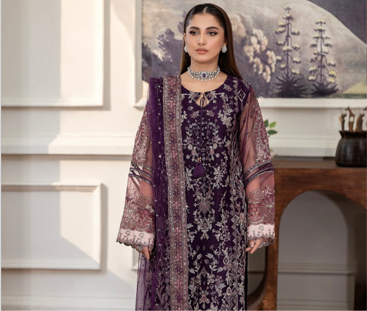 Brit 3 piece Embrioded NET_10076 Pakistani ladies suit B206