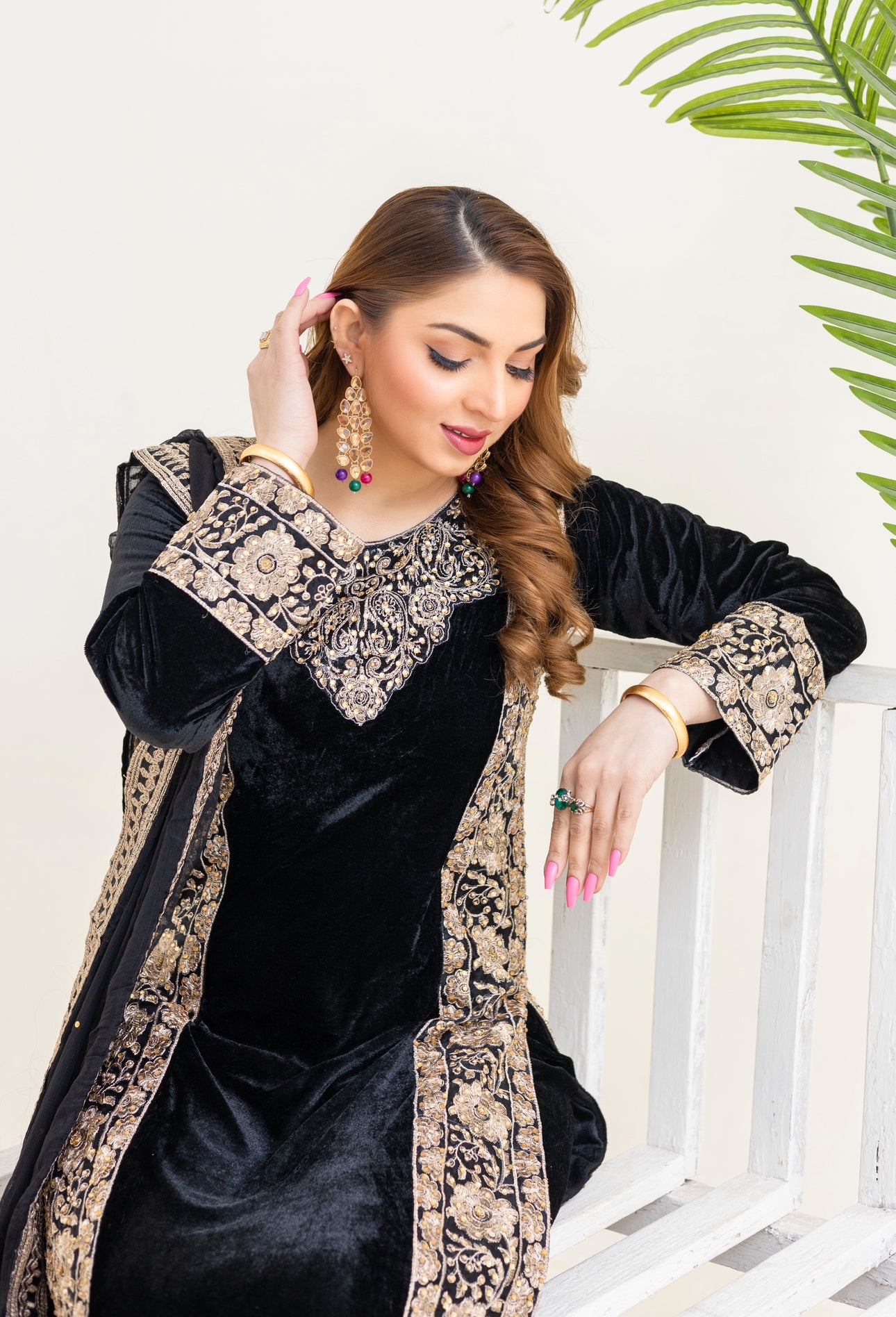 Brit 3 piece velvet wear_3012 black B10