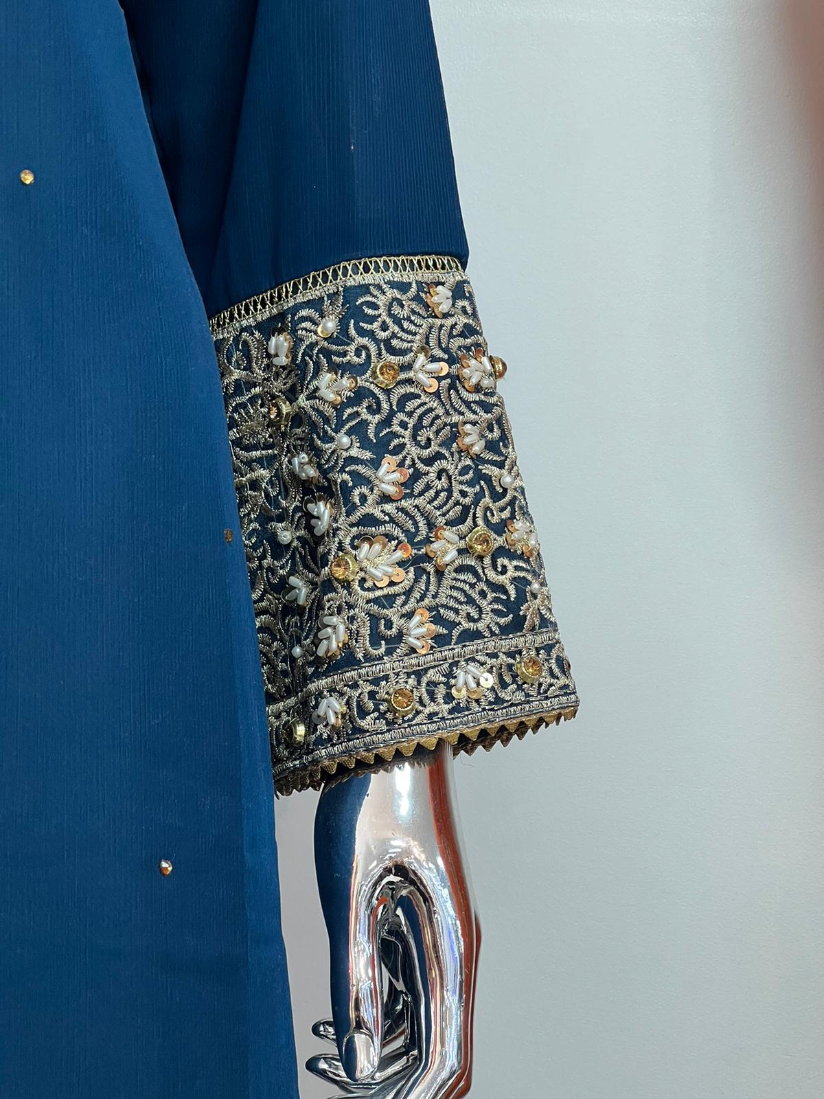 BRIT 3 piece lux CHIFFON_100311 Pakistani ladies suit Teal B209