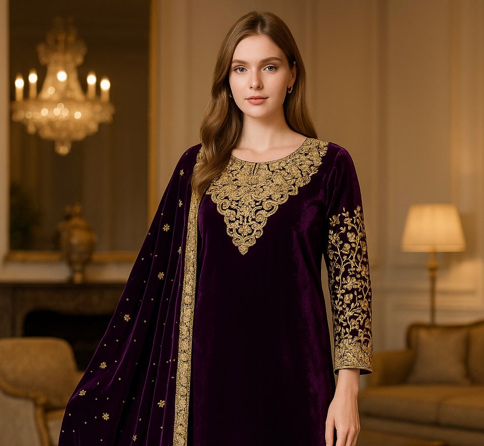 Brit Valvet 3 piece Valvet shawl_4095 D2 purple