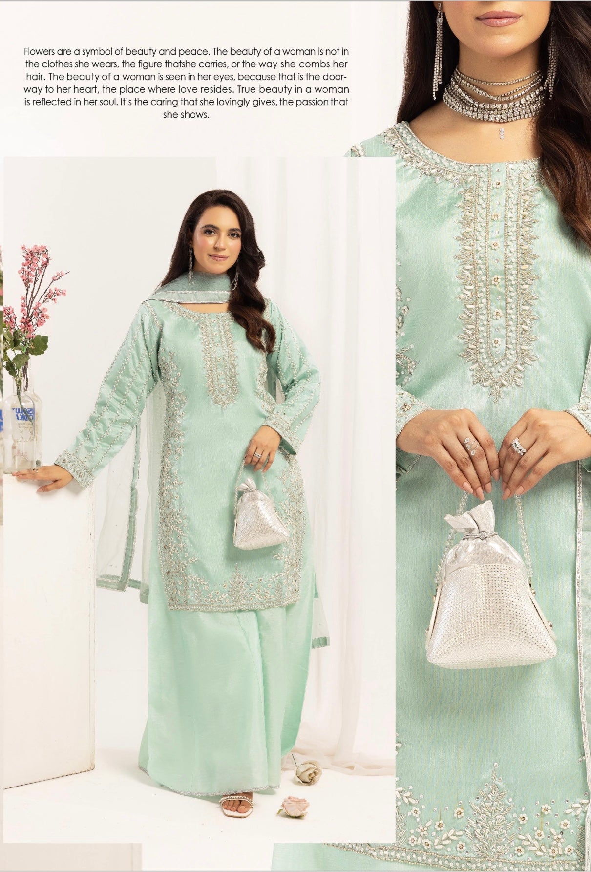 Simrans 3 piece raw silk hand work _321 B221