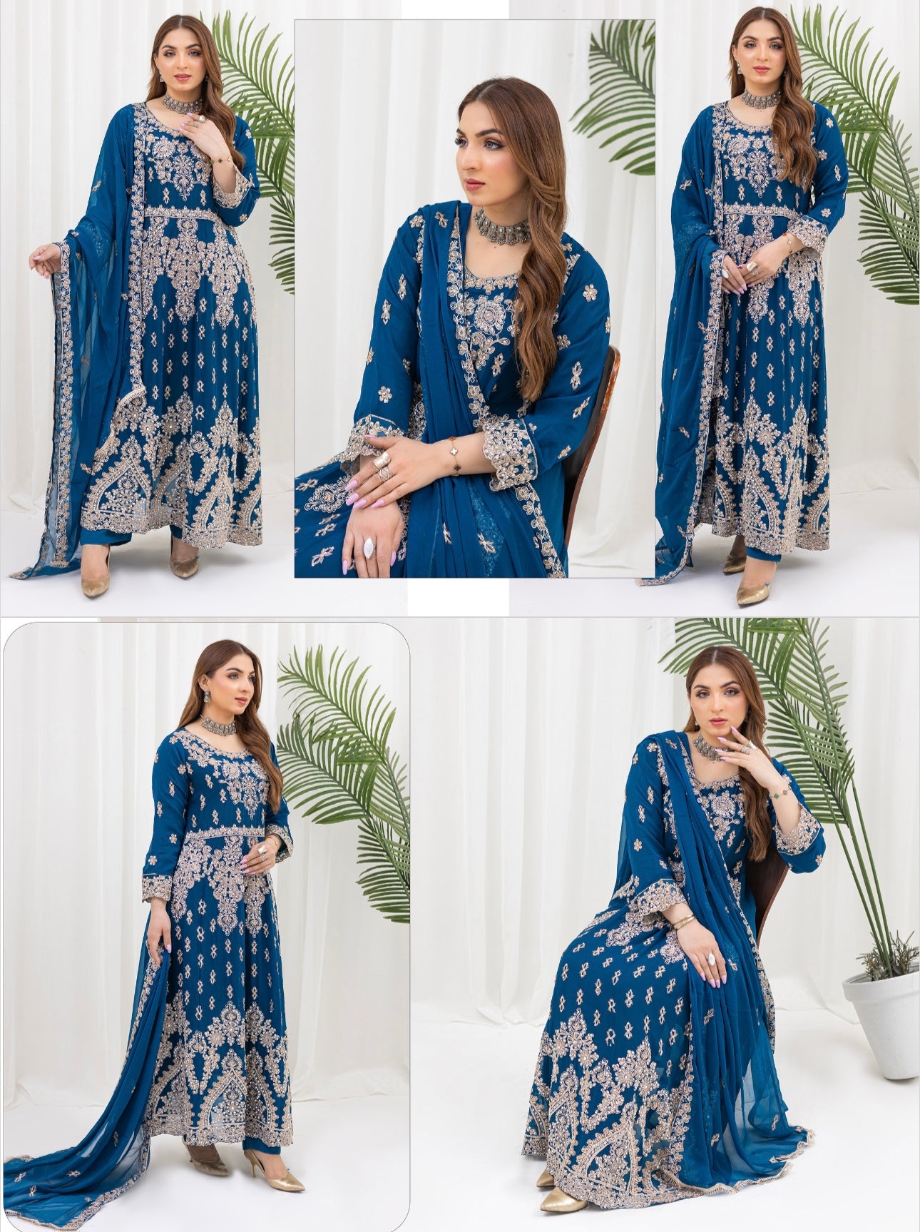 Brit 3 piece chiffon mother and daughter _100224 Teal ladies suit B139